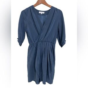 Amanda Uprichard Royal Blue 100% Silk Wrap Front Dress Size Small